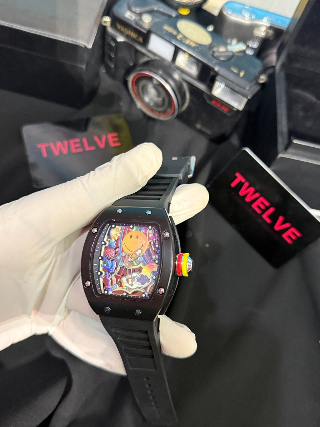 Richard Mille smiley semi Auto black strap